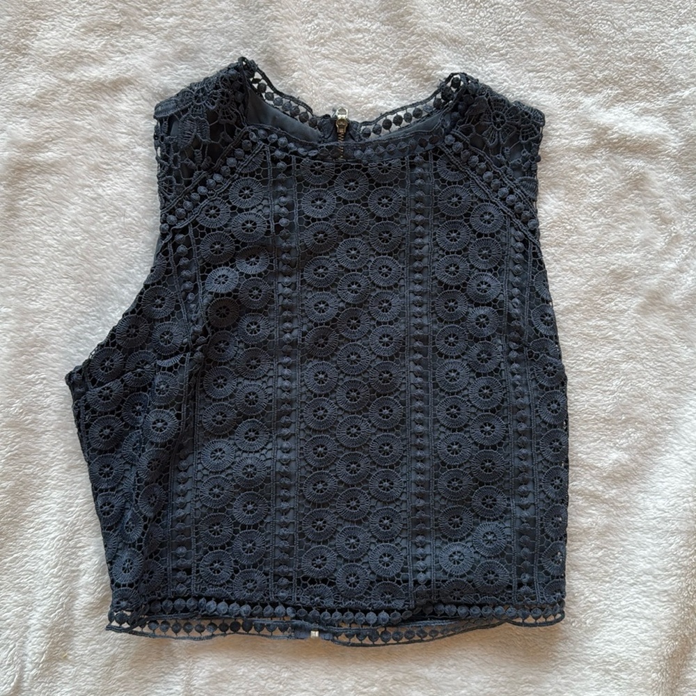 Navy blue zip up top